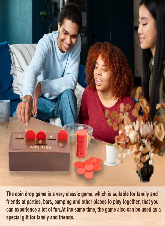 WodGod Coin Drop Game for 2-6 Players,Penny Game Contains 50 Coins,Wooden Game Box and 1 Dice,a Fun Board Game to Interact with Family and Friends - Image 5